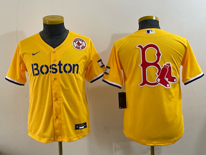 Youth Boston Red Sox blank yellow 2025 Nike MLB Jersey 06